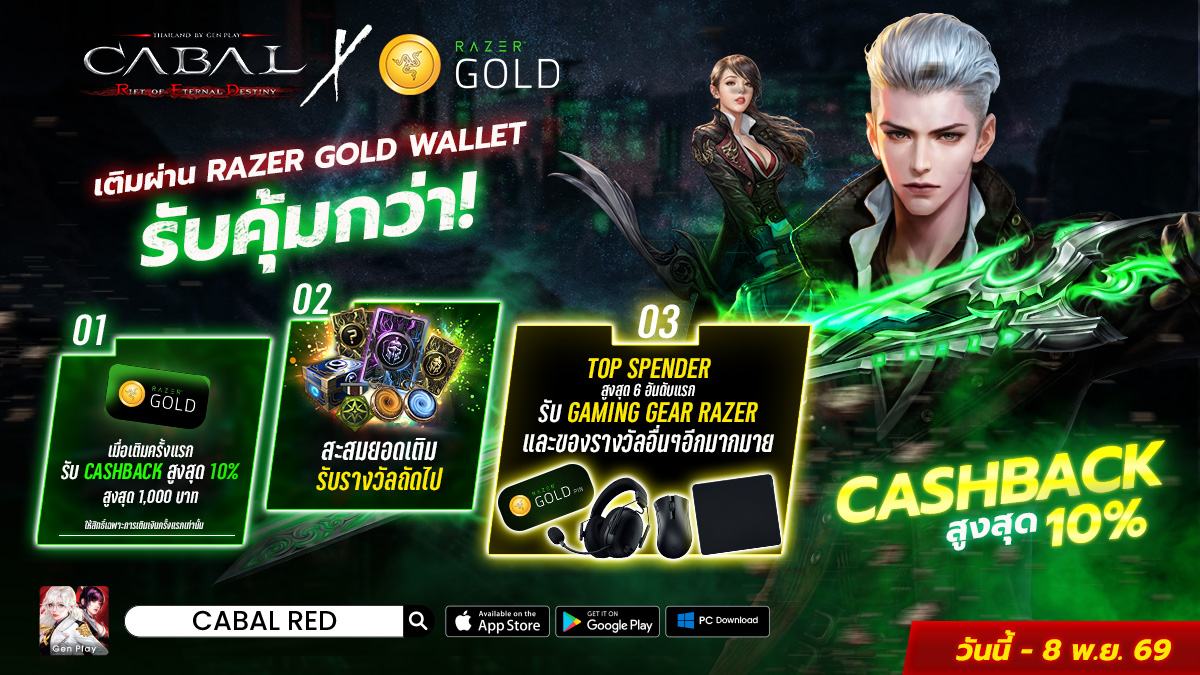 โปรโมชั่นสะสม CABAL RED TH x Razer